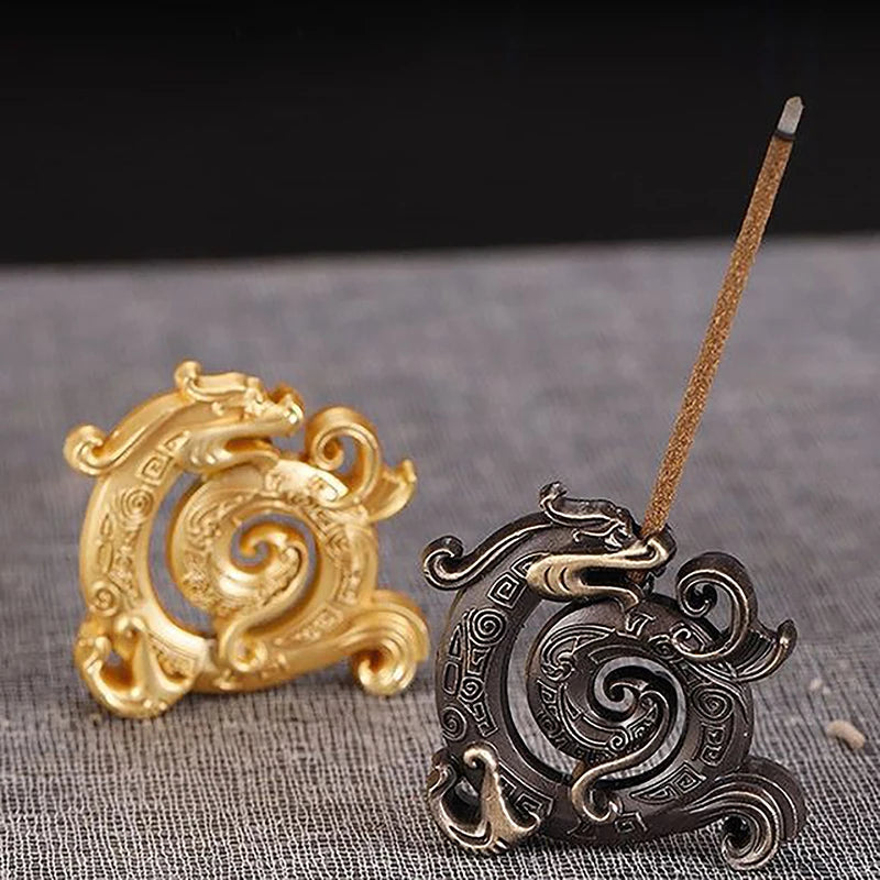 1PC Lucky Feng Shui Copper Chinese Dragon Creative Retro Incense Holder Household Indoor Line Incense Burner Home Decor Craft