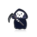 Cartoon Sickle Death Skeleton Pin Brooch Black Cloak Death Skull  Button Enamel for Women Men Hat Bag Clothes Lapel Pin Brosche