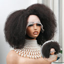 Afro Kinky Curly Lace Front Wig Natural Color Afro Bob Human Hair Natural Hairline 13X4X2 250% Density Short Human Hair Wigs