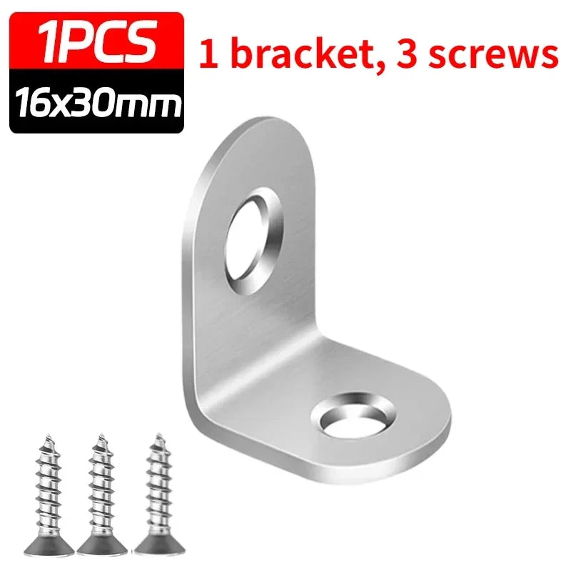 L Shaped Corner Brackets 90 Degree Right Angle Stainless Steel Bracket Fastener For Wood Furniture Bedframe Cabinet Accessories