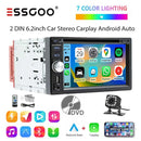 ESSGOO 2 DIN 6.2inch Car Stereo CD DVD AM FM RDS USB Bluetooth TF AUX Carplay Android Auto Head Unit Touch Screen Radio Camera