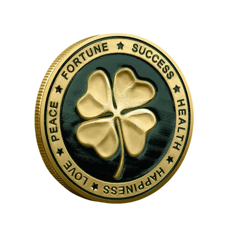 Lucky Clover Elephant Decoration Commemorative Coin Metal Crafts Relief Decoration Gold Coin 777 Collection Lucky Silver Coin