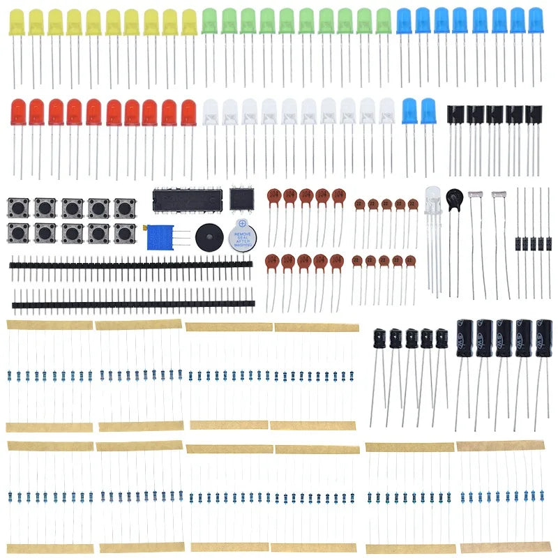 New Electronics Basic Starter Kit for Arduino UNO MEGA2560 Raspberry Pi with LED Buzzer Capacitor Resistor