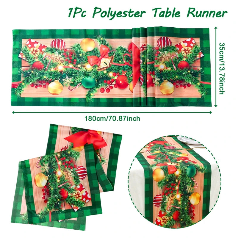 Christmas Table Runner Merry Christmas Decorations for Home 2024 Table Runner Xmas Ornaments Navidad Natal New Year Gift 2025