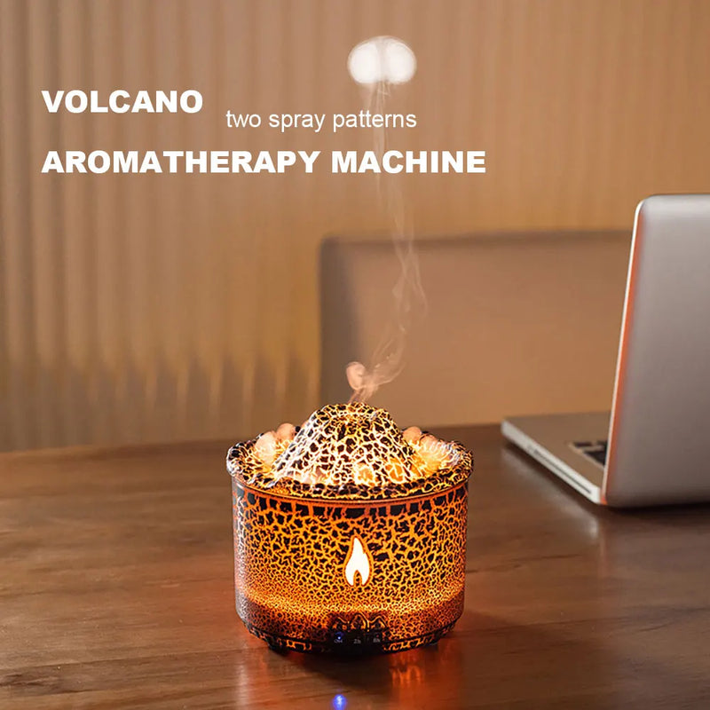 Humidifier Aromatherapy Flame Volcano Light Timer for Bedroom Home Yoga Office Flame Ultrasonic Essential Oil Diffuse