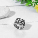 BONISKISS Men's Cross Ring Retro Jerusalem stainless steel signet ring Religious ring Father's Day Baptism Easter Holiday gift