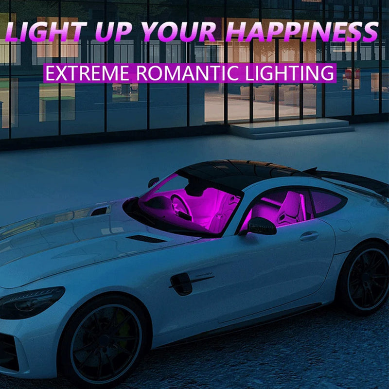 Car Interior Led Light Bar 4 in 1 Backlight Ambient Mood Foot Light Cigarette Lighter or USB Auto Decorative Atmosphere Lamp