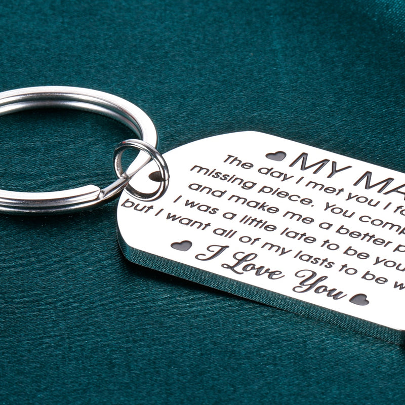 Birthday Valentine Day Keychain Gifts For Boyfriend Husband My Man I love you Couples Keyring for Man Wedding Gifts Key Chains