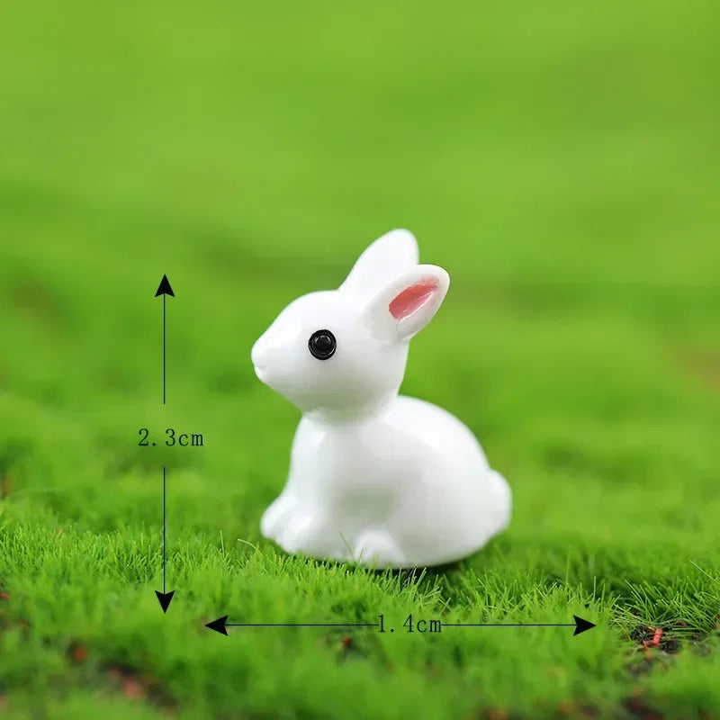 50PC Mini Rabbits Figurine Easter Bunny Figurine Rabbit Miniature Figurines Ornament Micro Landscape Dollhouse Decor Diy Crafts