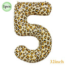 Jungle Safari Birthday 32Inch 1-9 Numbers Leopard Foil Balloon Land Animal Tiger Zebra Giraffe Disposable Tableware Party Decors