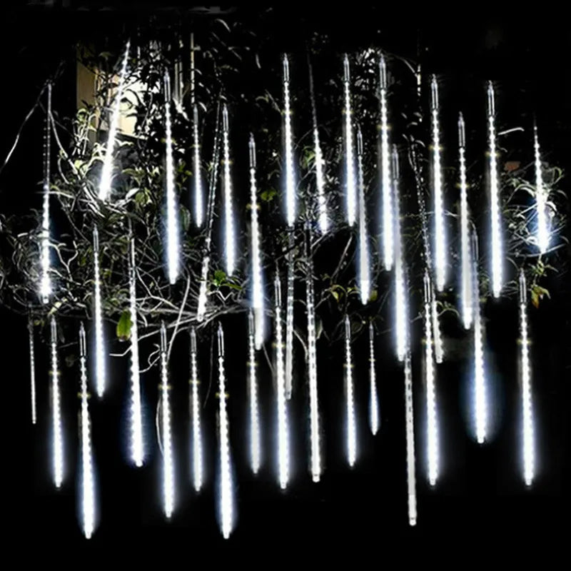 New Year Outdoor 8 Tubes Meteor Shower Rain LED String Lights Waterproof for Tree Christmas Wedding Party Decoration Navidad