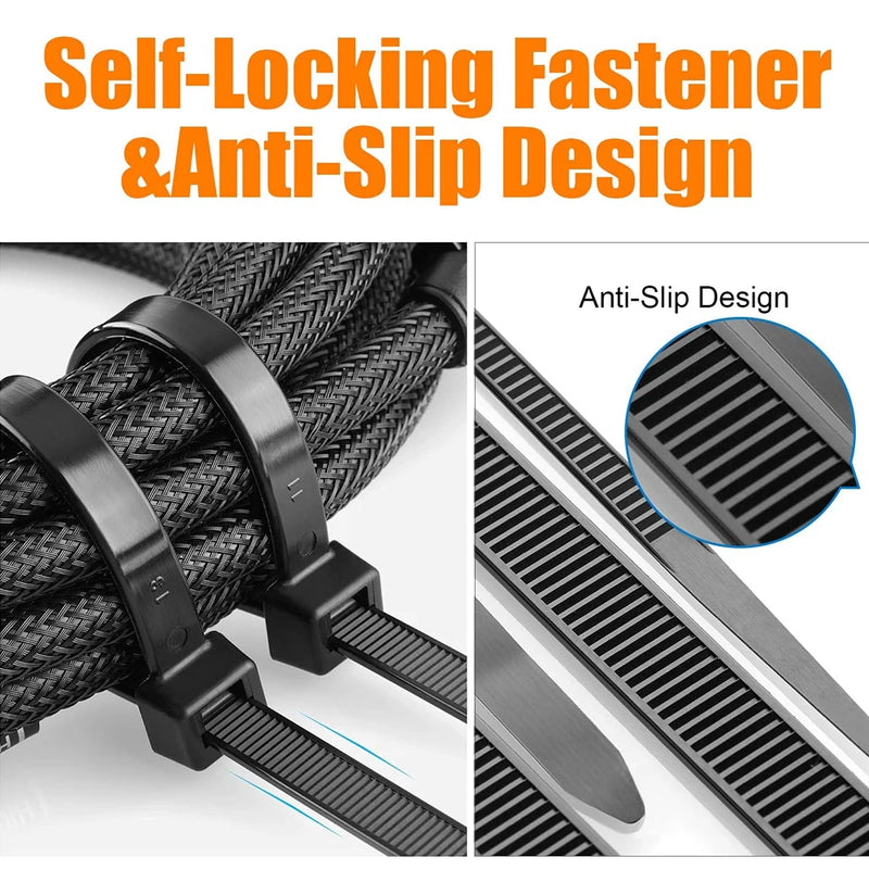 Self-locking plastic nylon tie black cable tie fastening ring cable tie zip wraps strap nylon cable tie set For Home