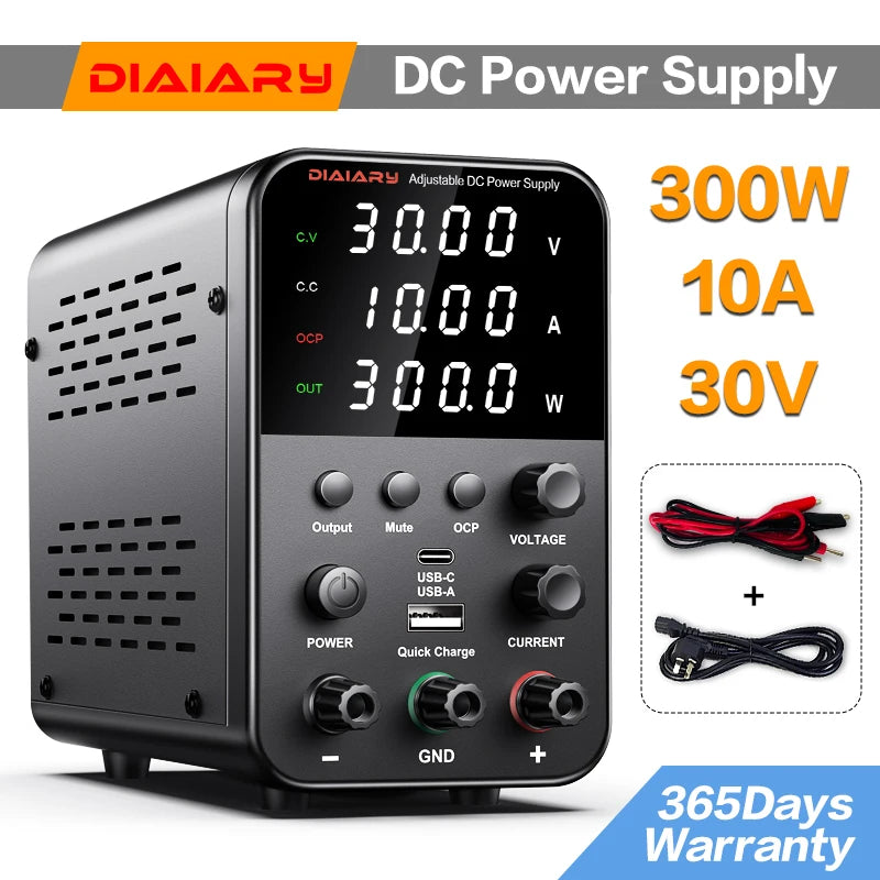 DC Power Supply 30V 10A Laboratory Regulator Switching Bench Power Supply Adjustable