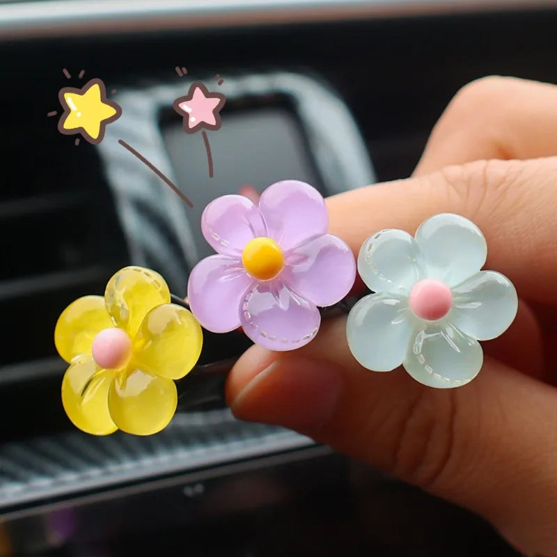 Jelly Daisy Car Outlet Vent Clips Summer Daisy Flower Auto Car Air Conditioning Vent Ornaments Car Interior DIY Decoration Gifts