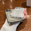 Transparente Kartenfach-Taschenhülle für iPhone 15 14 13 12 11 Pro Max 14Plus Clear Wallet Silikon Stoßfeste Rückseite