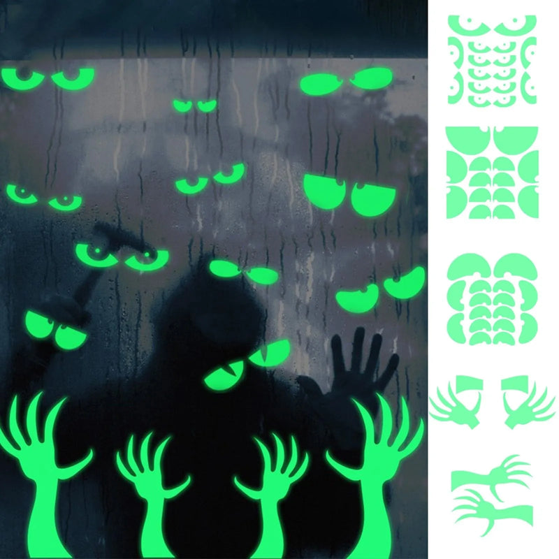 Halloween Luminous Wall Decals Glowing In The Dark Eyes Window Sticker For Halloween Decoration For Home Party Supplies