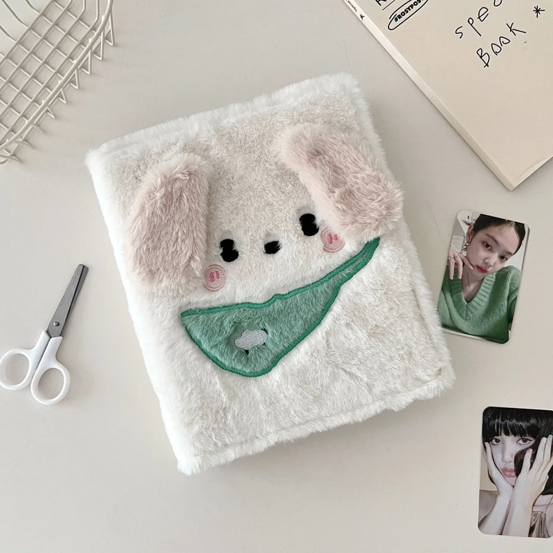 A6 Kpop Cartoon Plush Collect Book Binder Photo Album Idol Card Holder Book Cute Girl Diary Planner Cover School Stationery