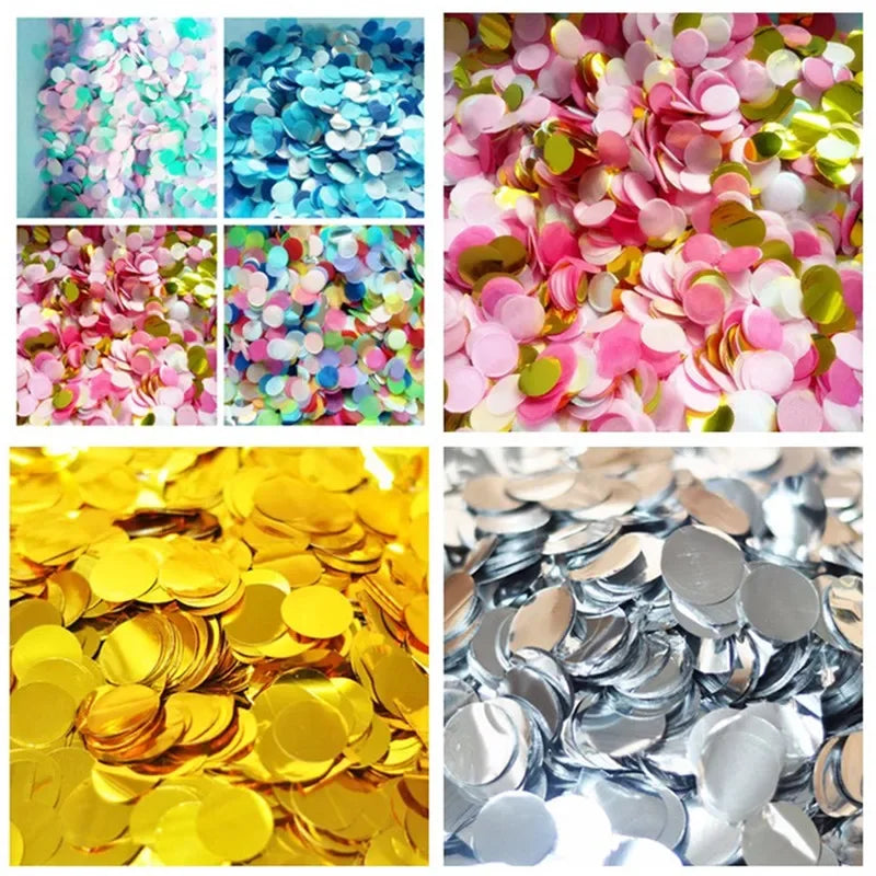 1 Pack 2.5cm Bright Gold Sprinkle Tissue Paper Confetti Wedding Bride Flower Circle Shape Birthday Party Table Ballon Decoration