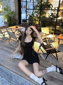 New Women Slim Temperament Purple Black Mini Dress Sexy Summer Knit Waist Skirt Spice Girls Dresses Bodycon Dress High Quality