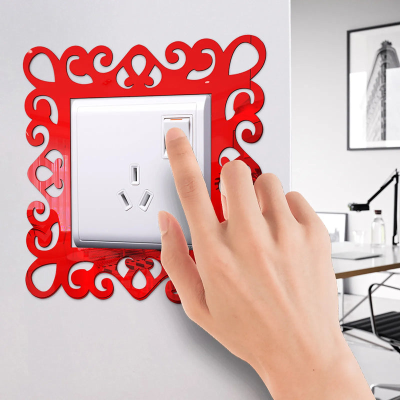 Self-Adhesive 3d Panels Wall Sticker Light Switch Cover Mirror Face Stickers On The Wall Home Room Decoration Photo Frame Shape