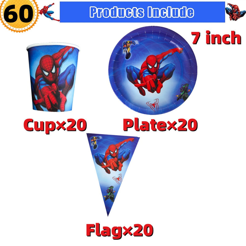 10/20 people Spiderman Theme Birthday Party Decorations Set Paper Cup 7inch Plate Superhero Baby Shower Kids Boys Party Supplies