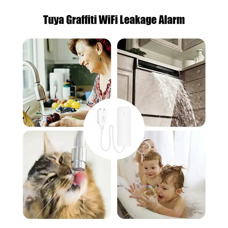 Tuya WiFi / Water Leakage Alarms Sensor Smart Home Security Protection Water Leak Detector Flood Overflow Alarm System