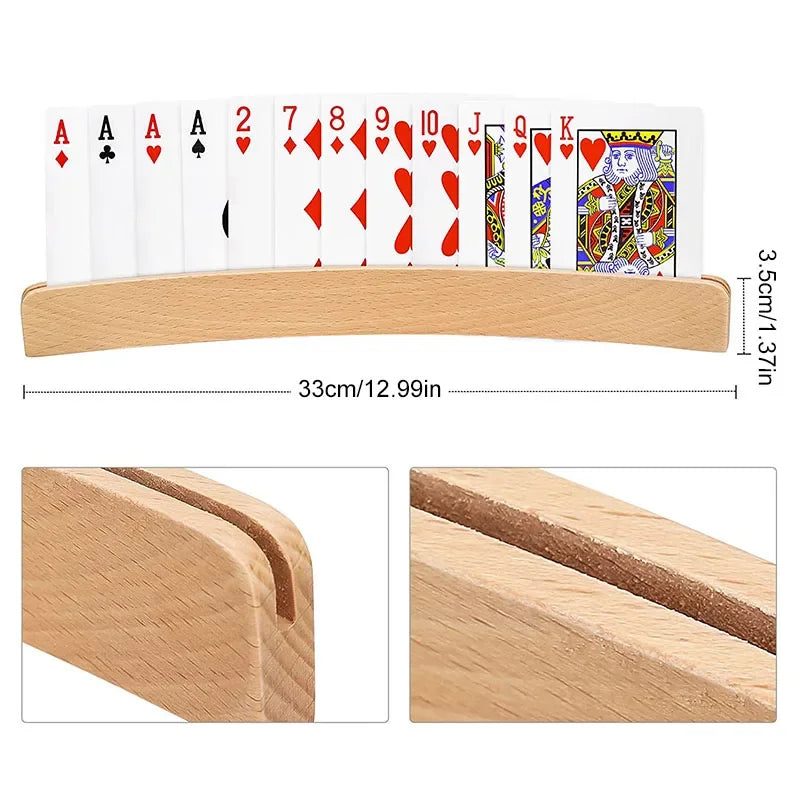 2/3/4Pcs Of Set Wooden Curved Playing Cards Holder Hands-Free Lazy Poker Base Stand Party Cards Games Accessories For Children