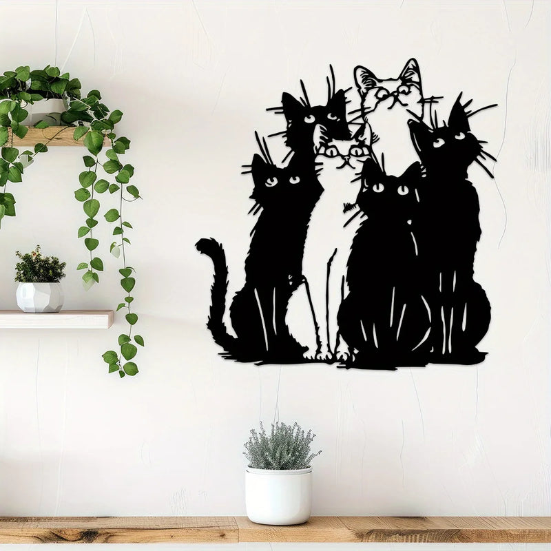 1pc Playful Black Cat Metal Wall Art - Ideal Gift for Cat Enthusiasts, Contemporary Style for Thanksgiving & Christmas Decor