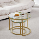 2Pcs Coffee Table Round 2 in 1 End Side Table Desk Nordic Marble Glass Home Sofa Tables Living Room Luxury Side Tables 60CM/80CM
