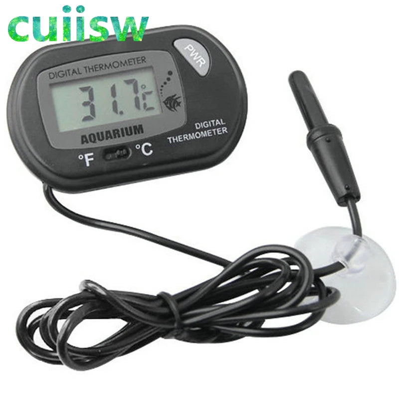 Digital LCD Aquarium Thermometer Waterproof Fish Tank Sensor with Probe Temperature Sensor Measuring Tool with Suction Cup