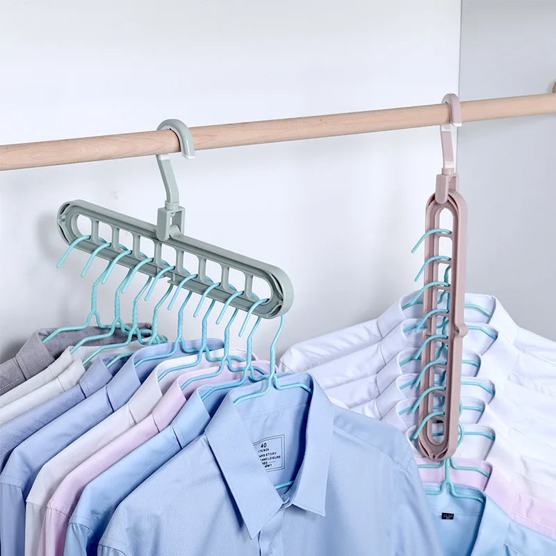 9-hole Clothes hanger organizer Space Saving Hanger multi-function folding magic hangers drying Racks Scarf clothes Storage