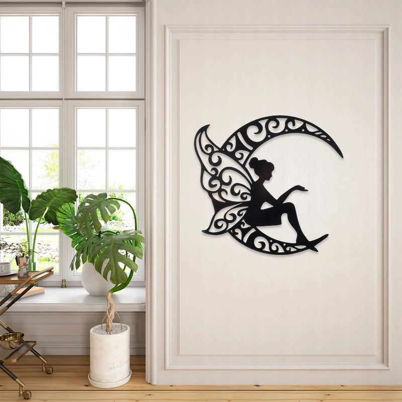 Iron Art Silhouette Deco Fairy painting Wall Ornament for Home Bedroom Corridor Wall Sticker Background Wall Romantic Hangings