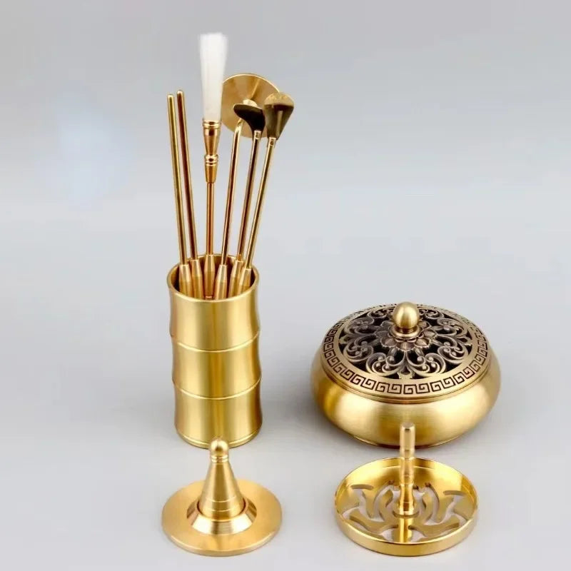 10pcs Brass Incense Tool Starter Set Home Room/bedroom/living Room/study/office/tea Room/Yoga Room/Hotel Seal Incense Supplies