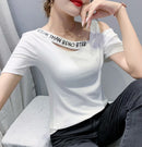 Tops Woman Short Sleeve Coquette Clothes Slim Off Shoulder Sexy T Shirt for Women Summer Outfit Plain Elegant Cheap Women's Tee
