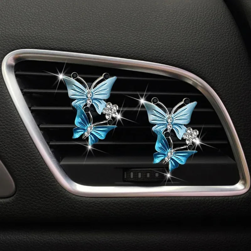 Air Freshener Butterfly Car-styling Car Perfume Natural Smell Air Conditioner  Butterfly Diamond Aromatherapy Clip