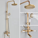 Retro Shower System Antique Brass Rainfall Shower With Handheld Shower Tub Spout For Bath Shower