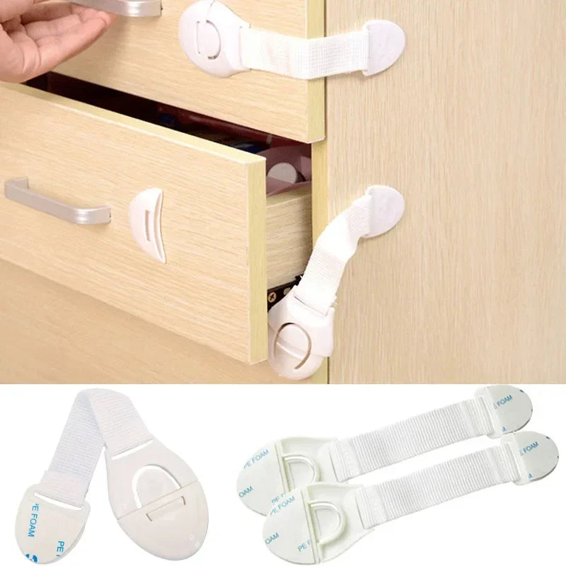 3/5Pcs Baby Cabinet Locks Strap Drawer Lock Child Anti-opening Refrigerator Lock Home Baby Anti-pinch Safety Protection Buckle