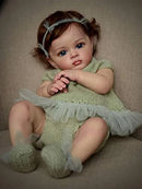 BRASTOY Reborn Baby Doll Girl Painted Realistic 55cm Blue Eyes Silicone Body Can Take Bath