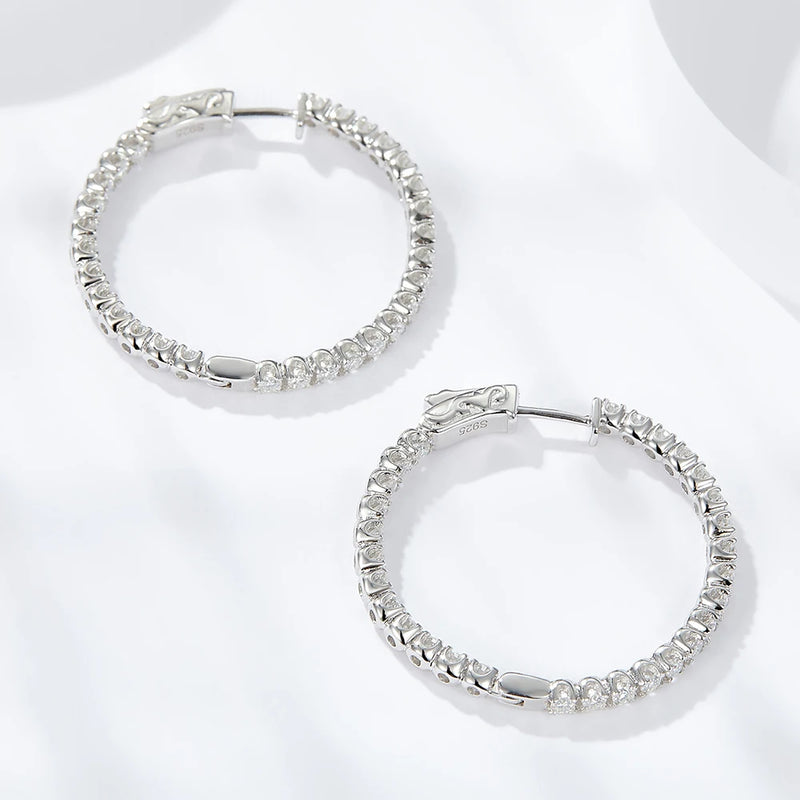 GRA Certified D Color 2mm Full Moissanite Hoop Earrings For Women S925 Silver Lab Diamond Stud Earrings Plated 18K Fine Jewelry