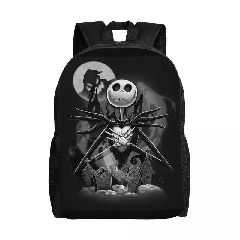 Custom Nightmare Before Christmas Backpacks for Men Women School College Student Bookbag Skellington Halloween Skull Bags