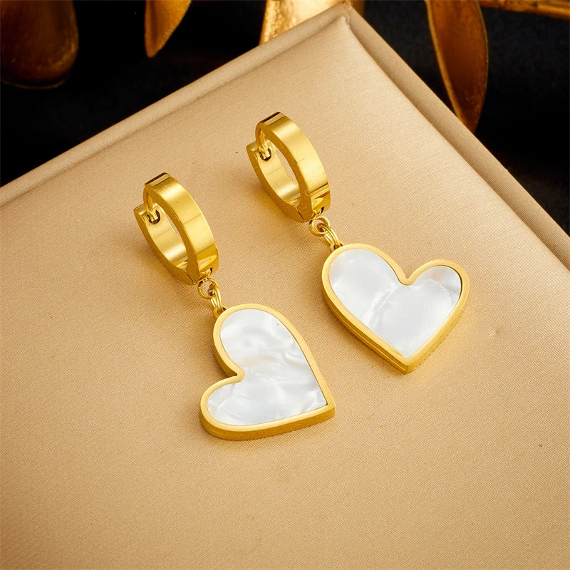 XIYANIKE 316L Stainless Steel Earrings Golden Butterfly Flower Heart Pendant Accessories for Women Birthday Jewelry Gifts Серьги