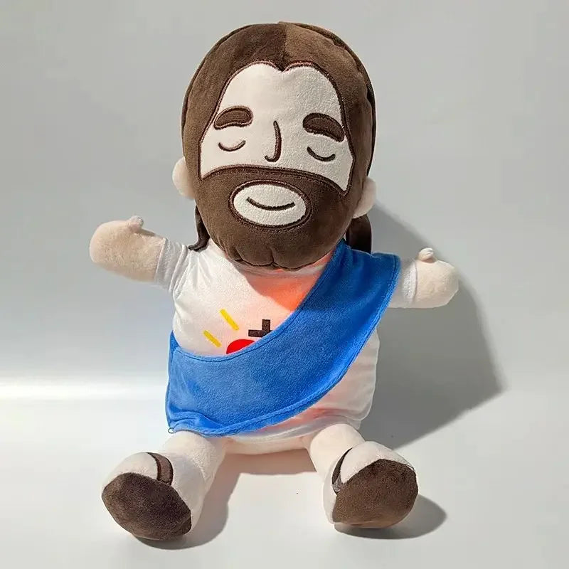 Breathing Jesus Plush Doll Soothing Placation Toys Soft Respirable Jesus Music Light Sleep Toys Baby Kid Christmas Easter Gifts