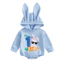 Infant Toddler Unisex s Sweaters Spring Outfits Easter Bunny Rabbit Printed Long Sleeve Rompers Hooded Jumpsuits