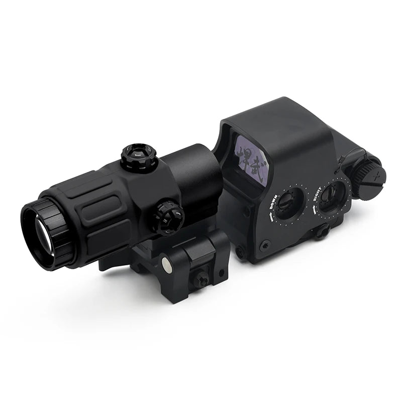 Holy Warrior S1 Holographic Red Dot Sight with NBG33 3X Magnifier with Fas Optic Riser and FTC Mount Combo with Full Markings