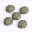 5pcs Natural Volcano Lava Stone Flat Round 20mm 27mm 32mm Loose Crafts Beads lot for Jewelry Making DIY Earring Findings