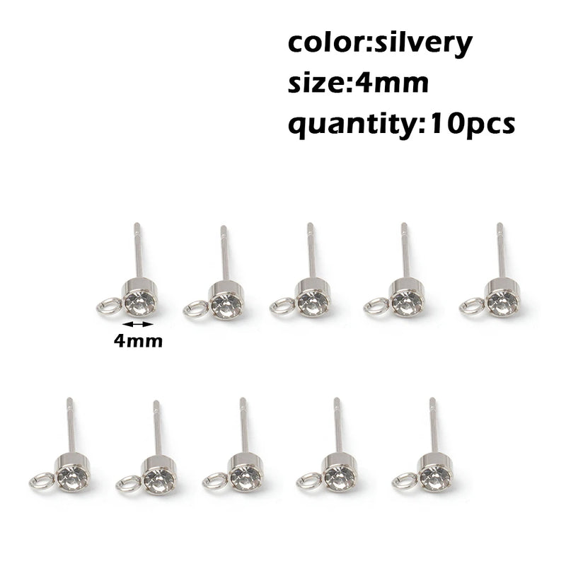 Stainless Steel Round Ball Post Earrings Stud Loops Earring Hooks Earplug  Fit Women DIY Earring Jewelry Making Christmas Craft