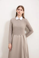 AP 2025 Autumn and Winter Women Hollow Sweater and Satin Sleeveless Dress Elegant Fashion Lady Clothing