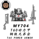 MY701-705 Bos Brotherhood of Steel T-60 Power Armor Cooper Howard Lucy MacLean Radiation Building Block Mini Action Figure Toys