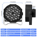Datewink 4PCS Flat Par Lights With Bag 36LEDs RGB Stage Lighting Effect DMX512 For DJ Disco Karaoke Wedding Party Club Christmas