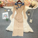 YuooMuoo Brand Fashion Summer Knitted Dress Women 2025 New Y2K Embroidery Long Bodycon Sweater Dress Streetwear Lady Vestidos